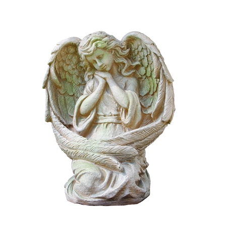 Alpine Corp Alpine Polyresin Stone 19 in. Guardian Angel Garden Statue QFC230